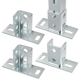 4 Pack U Post Base for 1-5/8" Single Strut Channel, U Floor Ground Mount