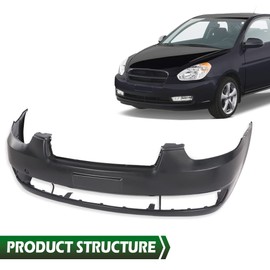 GRAND ORANGE Primed Front Bumper Cover Compatible with Hyundai Accent Sedan/Hatchback 2006-2011,Not Fit 2006 Hatchback, HY1000163 865111E000 865111E001