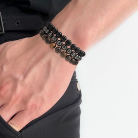 3 PCS Healing Crystal Bracelets for Women 8mm Natural Stone Beaded Stretch Bracelet Tiger Eye Jewelry Gifts