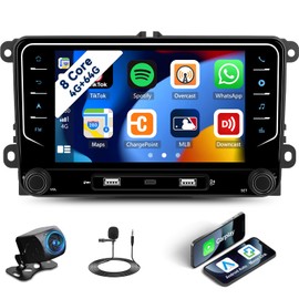 4G+64G,8 Core Android Car Stereo Radio for VW Volkswagen Passat Seat Golf Jetta Tiguan Touran EOS CarPlay Android Auto, 7 Inch Touchscreen Bluetooth GPS Navi WiFi FM/RDS USB/Type-C SWC, AHD Camera