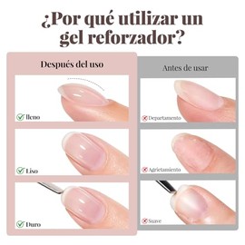 CHERIMOYA Gel UV LED de Refuerzo Nude Translúcido 15ml Reinforcement Builder Overlay Strengthener Gel Polish Soak Off, Fortalecedor Uñas Naturales Déb