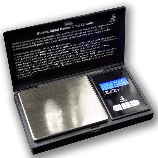 Bluefox Dijital Cep Tartısı - 500g Kapasite, 0.01g Hassasiyet, 7