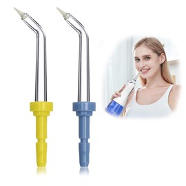 brileze 2 Pcs Flosser Replacement Tips for Waterpik Dental Water Flosser Tips Periodontal Pocket Tips Oral Irrigator Jet Tip Plaque Remover Bristles Tips for Cleaning Tooth Implants Crowns and Bridges