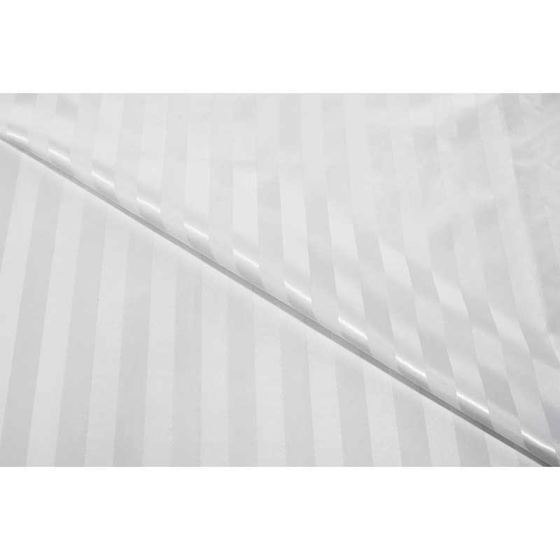 Croydex White Woven Stripe Water-Resistant Textile Shower Curtain,1800 x 1800mm