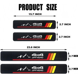 4Pcs 4x4 Tri-Color Car Door Sill Protectors Fiber Leather Retro Stripe Front Rear Door Edge Guard Stickers Compatible with Tacoma TRD 4Runner Tundra Rav4 Highlander (Roy 4X4)