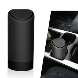 pinflaw Pack of 1 Car Storage Bin, Center Console Trash Can, Silicone Automatic Rebound Design Cleaning Accessory, Suitable for Most Car Models (Black)