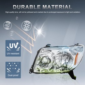 KUIPERAUTO Pair Headlights Assembly Compatible for Toyota 4Runner 2003-2005 with Clear Lens/Chrome Housing/Amber Reflector Front Lamps Driver and Passenger Side(Set of 2)# 8117035400, 8113035420