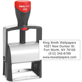 Heavy Duty Return Address Stamp Self Inking Stamp - 6-Line Extra Large Size Stamp - Choose from Many Fonts and 15 Ink Colors