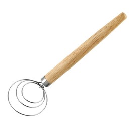 Dough Mixer Stainless Steel Whisk Wooden Handle Handmade Dough Mixer for Kitchen Cooking Baked Pastries Danish Dough Whisk