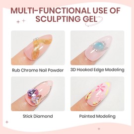 SUPWEE 3D Gel for Nail Art, 15g Clear Unique Nail Sculping Gels with Chrome Nails Powder Decoration 3d Nails Gel UV Led Gels DIY Home Manicure Salon for Beginner