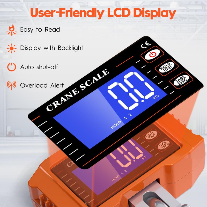 Digital Crane Scale 2200lb/1000Kg Digital Hanging Scale with LCD Screen,