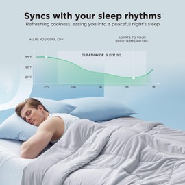 Bedsure Cooling Comforter Queen Size - Cooling Blankets for Hot Sleepers, Lightweight Comforter for Summer with Dual-Sided Cool Tech, Soft Breathable Cold Blanket for Sleeping, Grey, 88x88 Inches