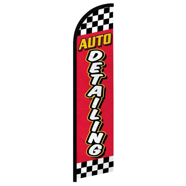 Trade Winds Auto Detailing Red Checkered Windless Banner Advertising Marketing