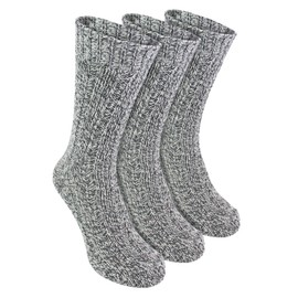 Workforce - 3 Pair Mens Thick Warm Wool Rich Padded Heavy Duty Knit Grey or Navy Hiking/Work Boot Socks Size 6-11 UK (3 Pack, WFH0025GRY)