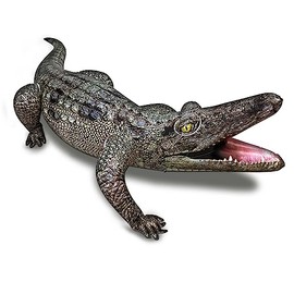 HOHQB Inflatable Alligator Pool Toys Realistic Blow up Alligator Deco Animal Reptile Party Decoration Props and Gator Pool Floats Kids Jungle Party Decorations