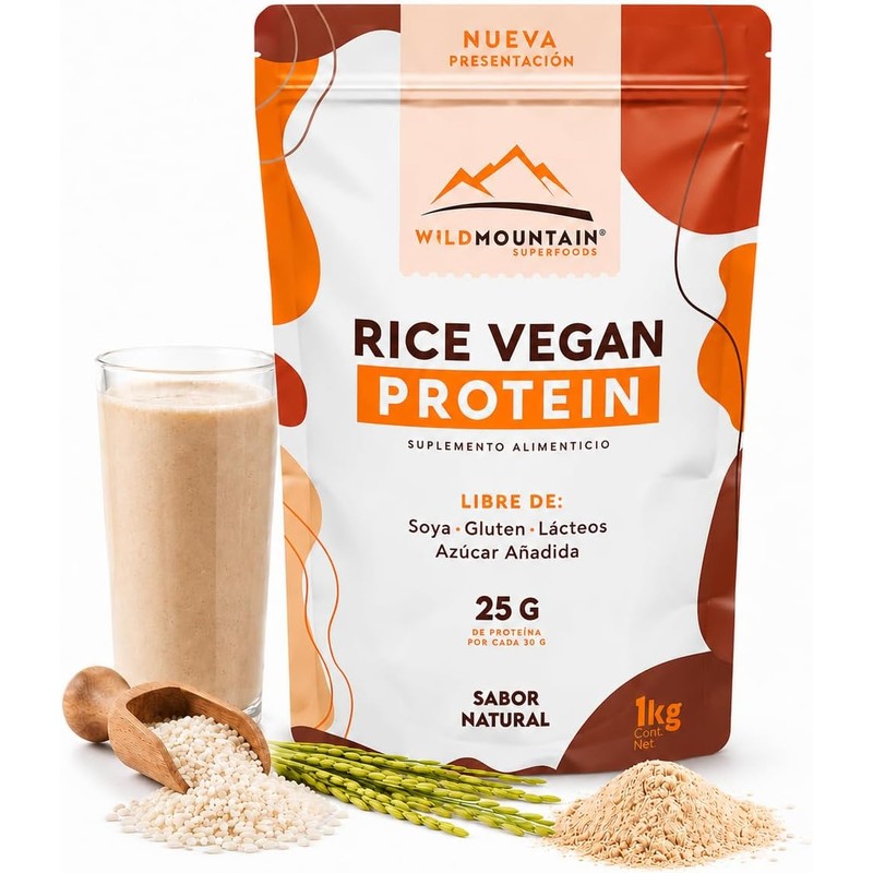 Wildmountain - Proteína Vegana de Arroz Integral Suplemento Alimenticio Sin