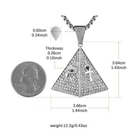 AsAlways Mens Pyramid Pendant With Coptic Ankh Cross Religious Pendant Necklace And Evil Eyes Hammered Cubic Zirconia Eye Necklace