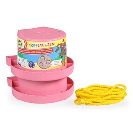 Lena 61412DF Horseshoe Stilts, Pot Stilts Hooves, Running Cans Approx. 13 cm, Children's Pot Stilts for Balance Practice, Cup Stilts Plain Colour, Bucket Stilts in Pink, Running Dolls for Children