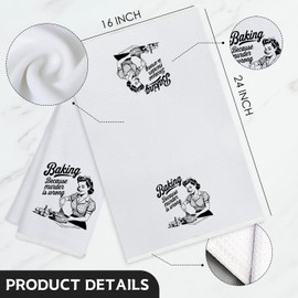 Koesus Funny Baking Kitchen Towels, Tea Towels for Baking, Gifts for Bakers Funny Dish Hand Towels for Kitchen Decor, 16x24 Inch