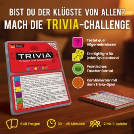 Trivia Card Set, Questions and Answers, Expansion Set, Board Games, Quiz, Pubquiz [German Edition] (Red Edition)