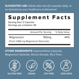 SFH Magnesium Glycinate 183mg - Highly Absorbable for Relaxation, Sleep & Recovery, Gentle on Stomach, Easy-to-Swallow Capsules, 45-Day Supply