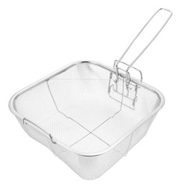 DOITOOL 1pc Square Frying Basket Chip Frying Mini Fry Basket with Mini Foods French Fry Basket Holder Turkey Fryer Basket Baking Deep Mesh Strainer Fried Basket Sieve Stainless Steel Round