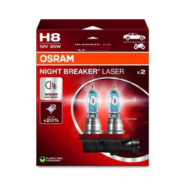 OSRAM NIGHT BREAKER LASER H8, +150% more brightness, halogen headlight lamp, 64212NL-2HB, 12V, Hanging folding box (2 lamps)