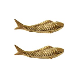 JSBWSFA 2 Pcs Goldfish Cabinet Knobs，Animal knobs Gold Cabinets and Drawers Knobs for Cabinets Gold Drawer Knobs Metal Dresser Knobs Bedroom, Living Room, Bathroom (Fish)
