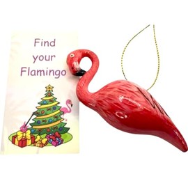 Find Your Flamingo Christmas Ornament Set with Festive Poem Card Tropical Holiday Home Decoration