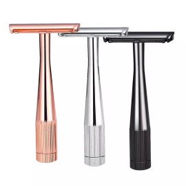 Unbranded Single Edge One Blade Safety Razor For Men Women+10 Blade Rose gold Black Silver - BLACK