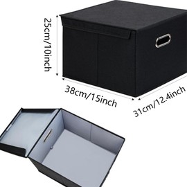 Portable File Organizer Box with Lid,File Management Box,Foldable Linen Hanging File Storage Box With Plastic Slide Rail,Durable Office/Home/School Box,Filling System for Folders Storage