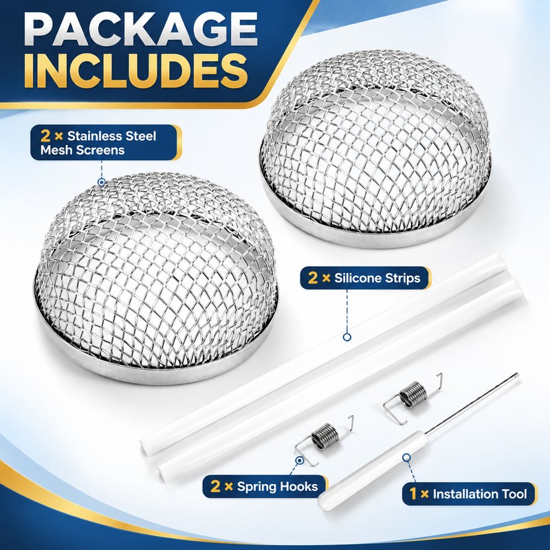 RV Furnace Vent Insect Screen – 2-Piece Stainless Steel Mesh