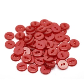 100 x Red Fish Eye Round 11mm Buttons with 2 Sewing Holes. for Baby Clothes, Scrapbooking, Art