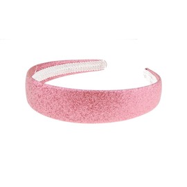 SMALL HEAD WOMEN & GIRLS School Uniform Birthday Party Wedding Flower Girl Special Occasion Hair Accessories Sparkly Glitter 2.5cm Short Long Hair Headband Alice Band Hairband (Pink)