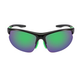 Edge I-Wear Black & Green Trim Sport Runners Sunglasses w/Green Polarized Mirrored Lens For Men & Women