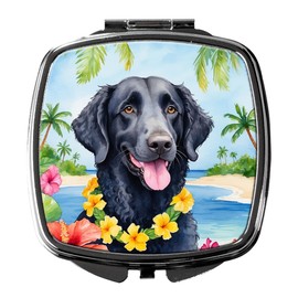 Caroline's Treasures Curly-Coated Retriever Luau Compact Mirror Decorative Travel Makeup Mirror for Women Girls Gifts Pocket Makeup Mirror Folding Handheld