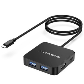 ACASIS USB-C Hub (6-in-1) 10Gbps High Speed Data Transfer 100W USB PD Support 4K 60Hz HDMI USB-A 3.1 3-Port Extension Type-C 3.1 Port USB Splitter Adapter for MacBook, Mac Mini, Surface Pro, XPS, Laptop, USB C Devices (60cm Cable)