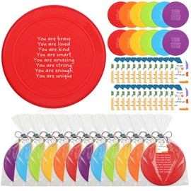 24 Sets End of The Year Gifts 7'' Rubber Flying Discs Bulk with Inspirational Cards Fun Flying Disc Toy for End of The Year Graduation Party Favors Summer Gifts Sports Outdoor Activities