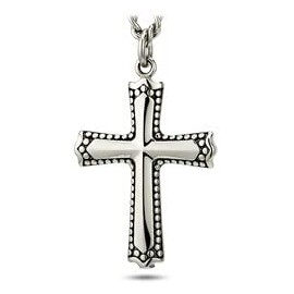 Shields of Strength Men's Stainless Steel Reflection Cross Necklace - John 19:30