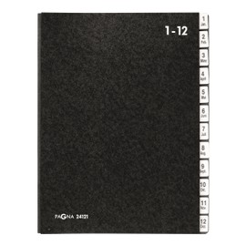 Pagna Pultordner Classic (Pultmappe, 12 Fächer , 1-12/Jan-Dez) schwarz, A - Z