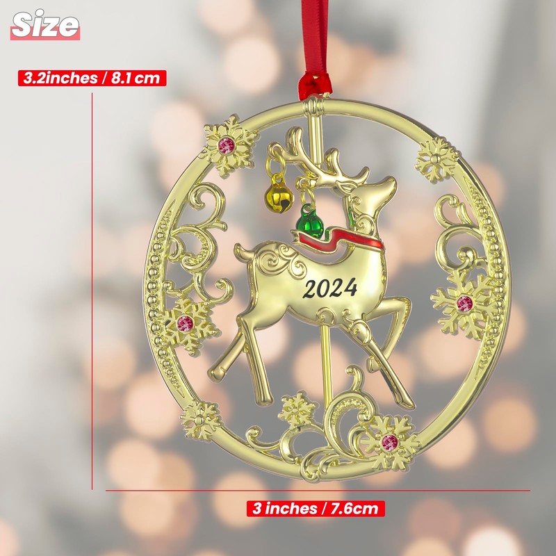 FIHOO Christmas Tree - 2024 Rotation Reindeer Hanging Ornaments Pendant
