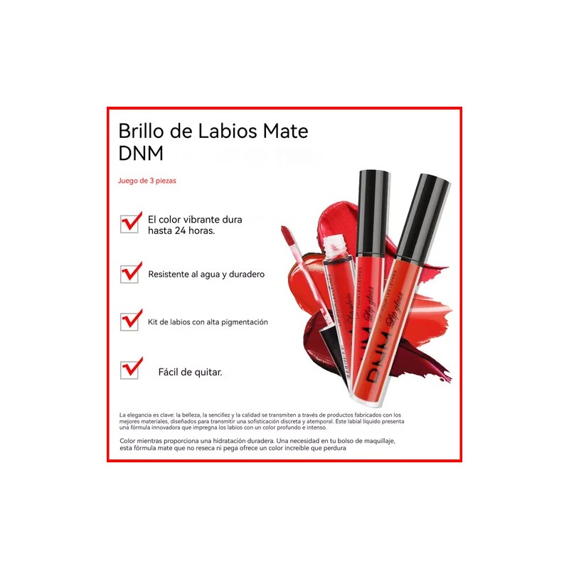 Kit Lápiz Labial Líquido Mate De Larga Impermeabl Y Duración
