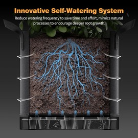 Patigrow Self-Watering Grow Bags, 5-Pack 3 Gallon 420G Thick Nonwoven Fabric Pots with Reinforced Handles and Multi-Purpose Rings, for Low Stress Plant Training Fruits, Vegetables,and Flowers