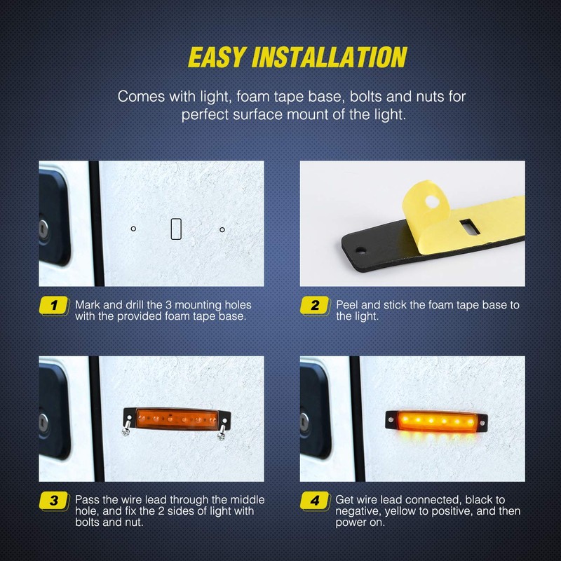 Nilight TL-14 10PCS 3.8” 6 Amber Indicator Rear Side Truck