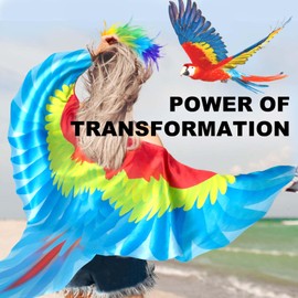 iROLEWIN Bird-Wings-Parrot-Costume for Adults Mardi Gras Headband for Women Feather Cape Big Eagle Dress-Up Shawl Party Gifts