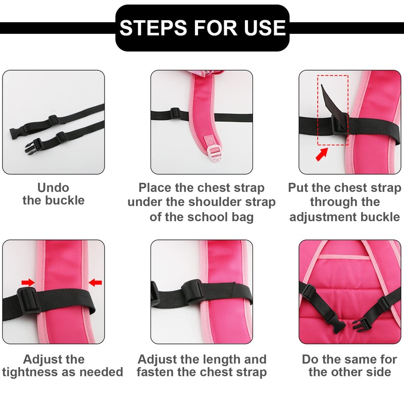 Pack of 8 Chest Strap Backpack Children's Set Adjustable Backpack