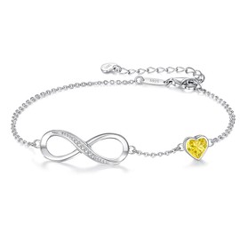 CDE Infinity Heart Symbol Charm Link Bracelet for Women 925 Sterling Silver Stainless Steel Adjustable Anniversary Jewelry Christmas Birthday Gifts for Women Wife Girlfriend Her (Sterling Silver-11-Nov.)