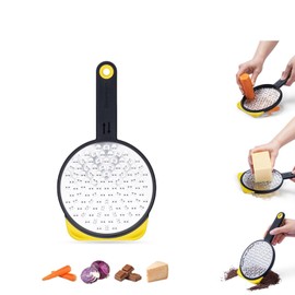 Dreamfarm Ograte Two-Sided Medium Food & Vegetable Speed-Grater with Non-Slip Bowl Hook & Foot - 3mm Medium Grater, Yellow
