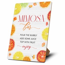 Mimosa Bar Sign, Mimosa Bar Supplies, Champagne Brunch Decor, Lemon Wooden Tabletop Sign With Stand, Mimosa Bar Decor For Bridal Shower Baby Shower Wedding Birthday Christmas Party, 18