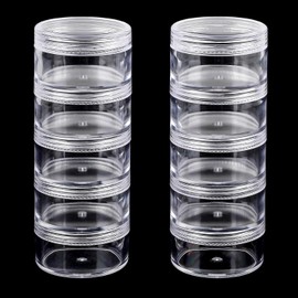 Plastic Storage Jars Stackable Plastic Containers Round Clear Cosmetic Storage Box Art Craft Accessory Organizer Box Bead Storage Round Organizer Jars for Jewelry Beads Buttons